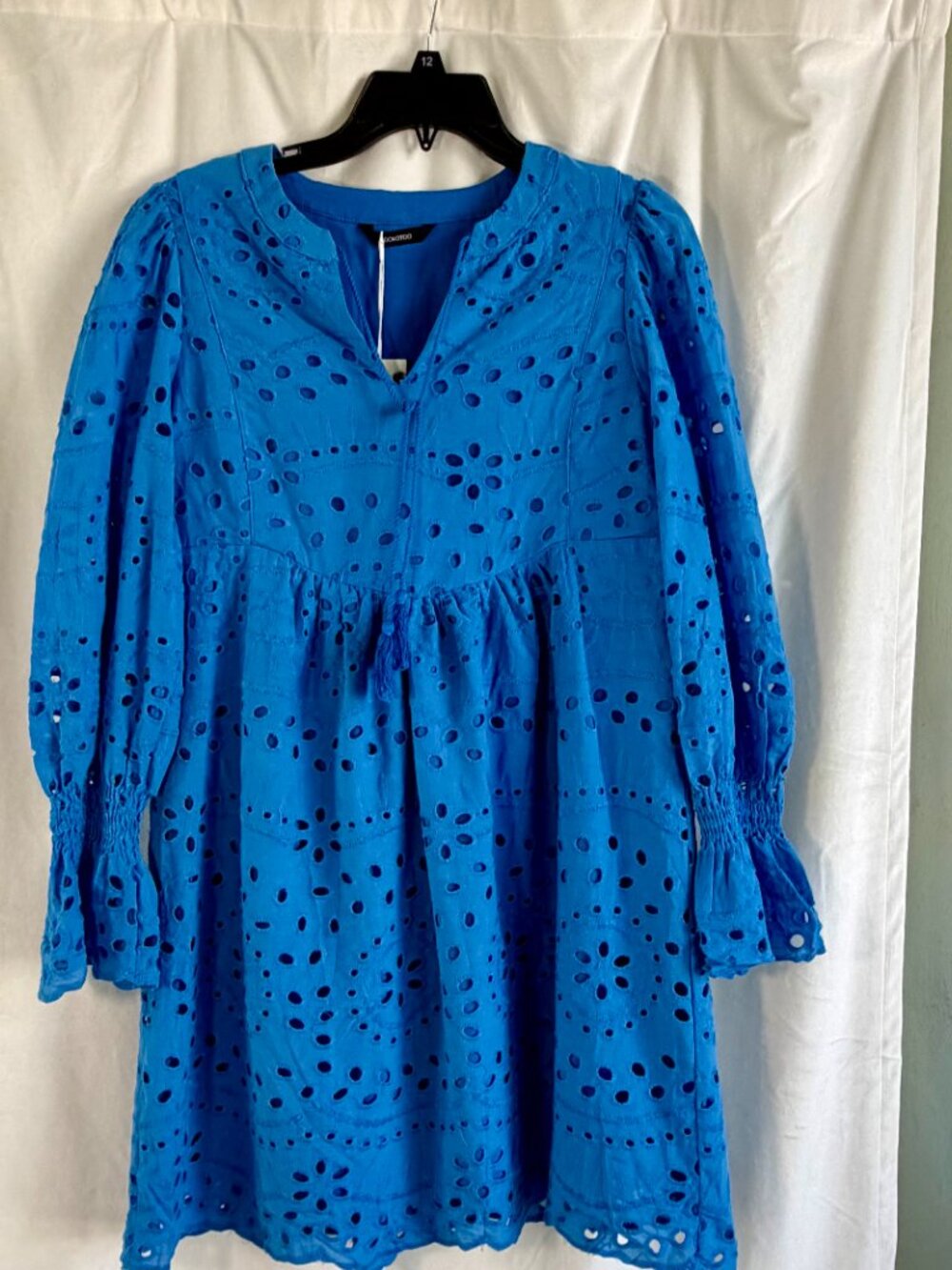Bright Blue Eyelet NWT Cotton Dress Women's Small Cottage Boho Preppy Girlhood